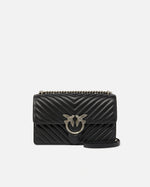 PINKO BORSA DONNA LOVE ONE CLASSIC DC NAPPA CHEVRON FINITURA ARGENTO