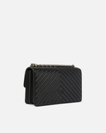 PINKO BORSA DONNA LOVE ONE CLASSIC DC NAPPA CHEVRON FINITURA ARGENTO