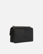PINKO BORSA DONNA LOVE ONE CLASSIC DC NAPPA CHEVRON FINITURA ARGENTO