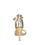 VICENZA SANDALI DONNA ELEGANTI TACCO ALTO IN PELLE LAMINATA ORO