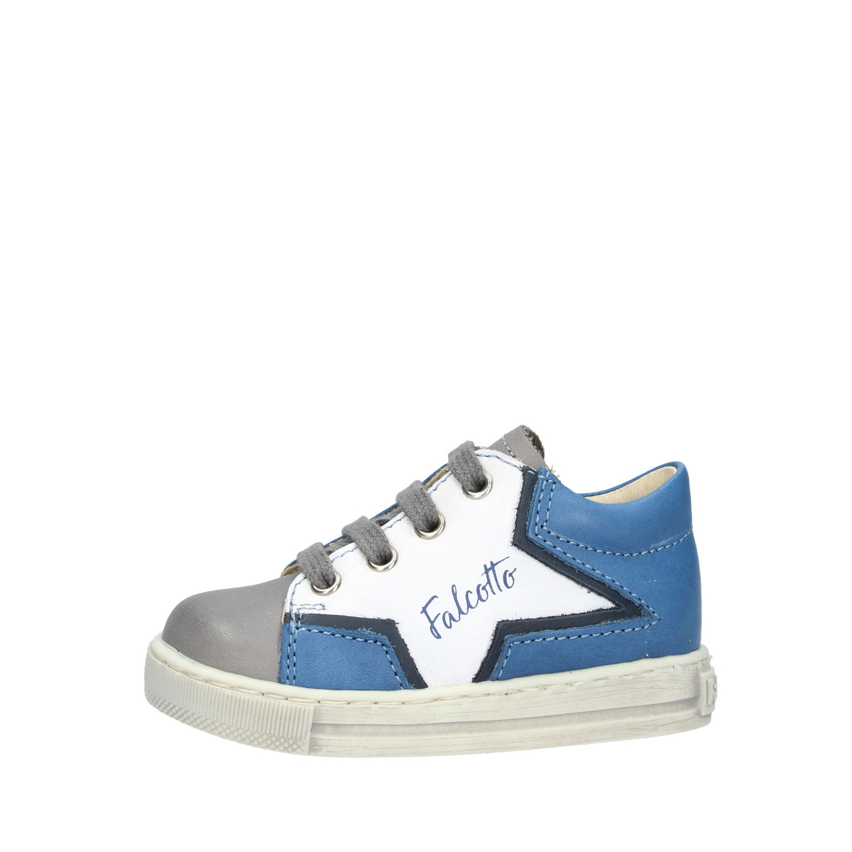 FALCOTTO PERTA - Sneaker in nappa con stella - Grigio-Bianco-Azzurro