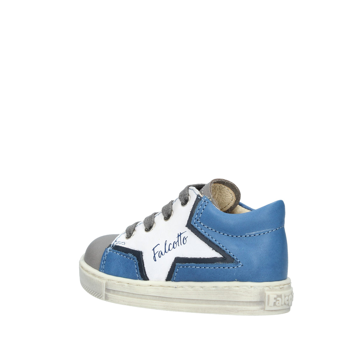 FALCOTTO PERTA - Sneaker in nappa con stella - Grigio-Bianco-Azzurro