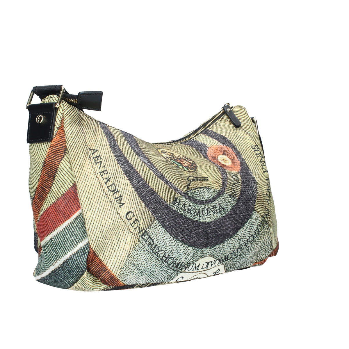 BORSA HOBO MAYA CON STAMPA PLANETARIUM CLASSIC E FINITURA IN PELLE COLORE NERO
