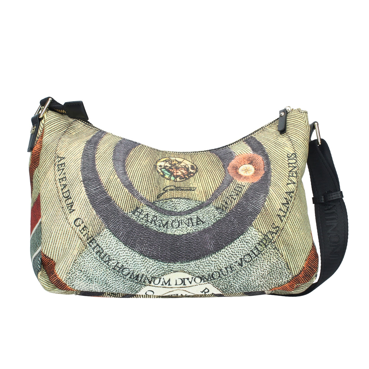 BORSA HOBO MAYA CON STAMPA PLANETARIUM CLASSIC E FINITURA IN PELLE COLORE NERO