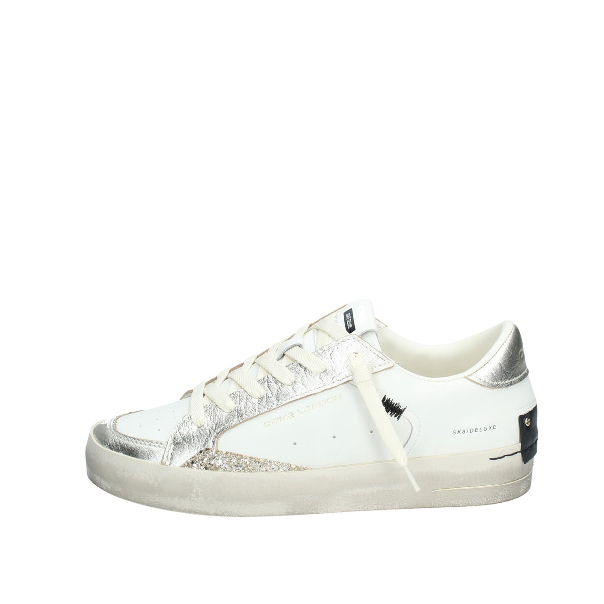 CRIME LONDON SNEAKERS DONNA SK8 DELUXE PLATINUM GLOW IN PELLE