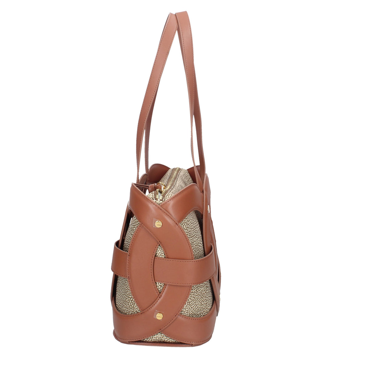 BORBONESE BORSA DONNA A SPALLA AL ROUND SHOPPER MEDIUM