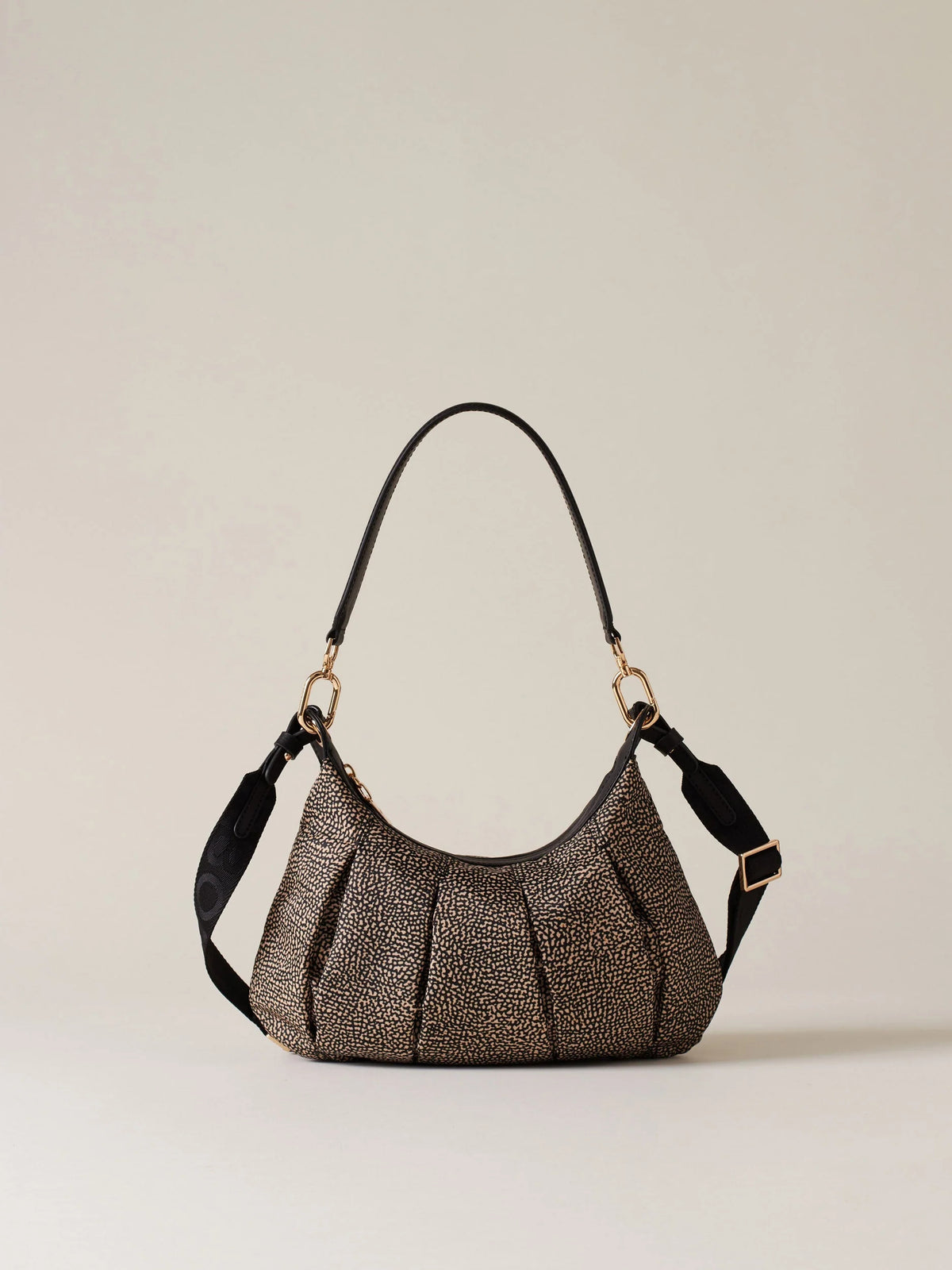 BORBONESE BORSA DONNA IN TESSUTO CROISSANT HOBO SMALL