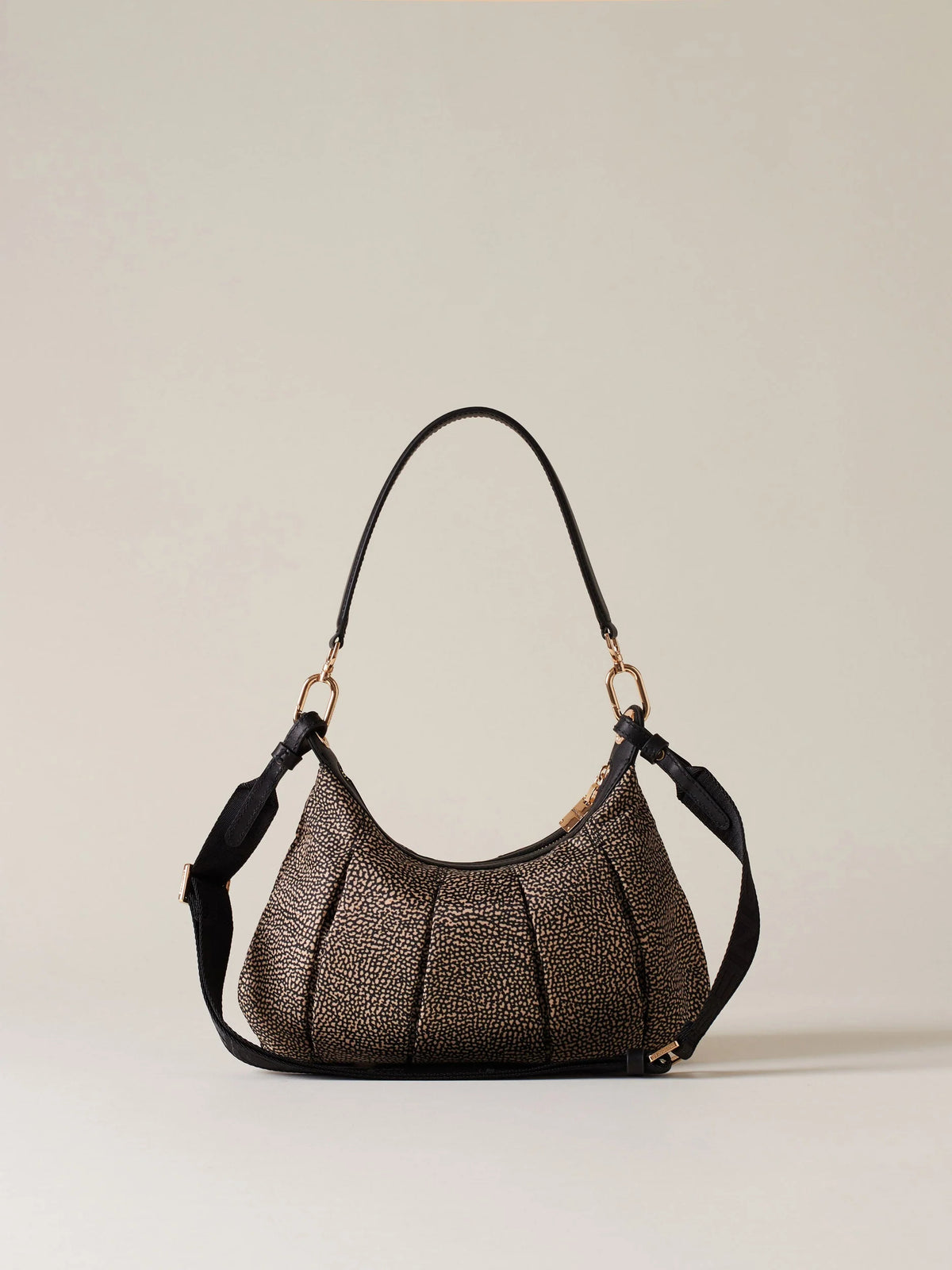 BORBONESE BORSA DONNA IN TESSUTO CROISSANT HOBO SMALL