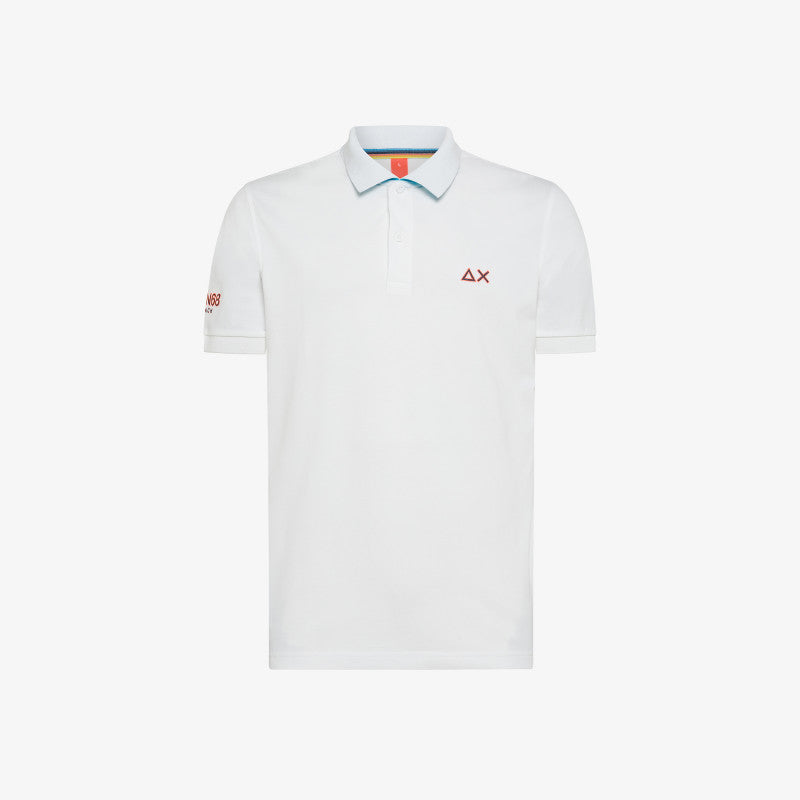 POLO SUN68 LOGO BEACH S/S BIANCO