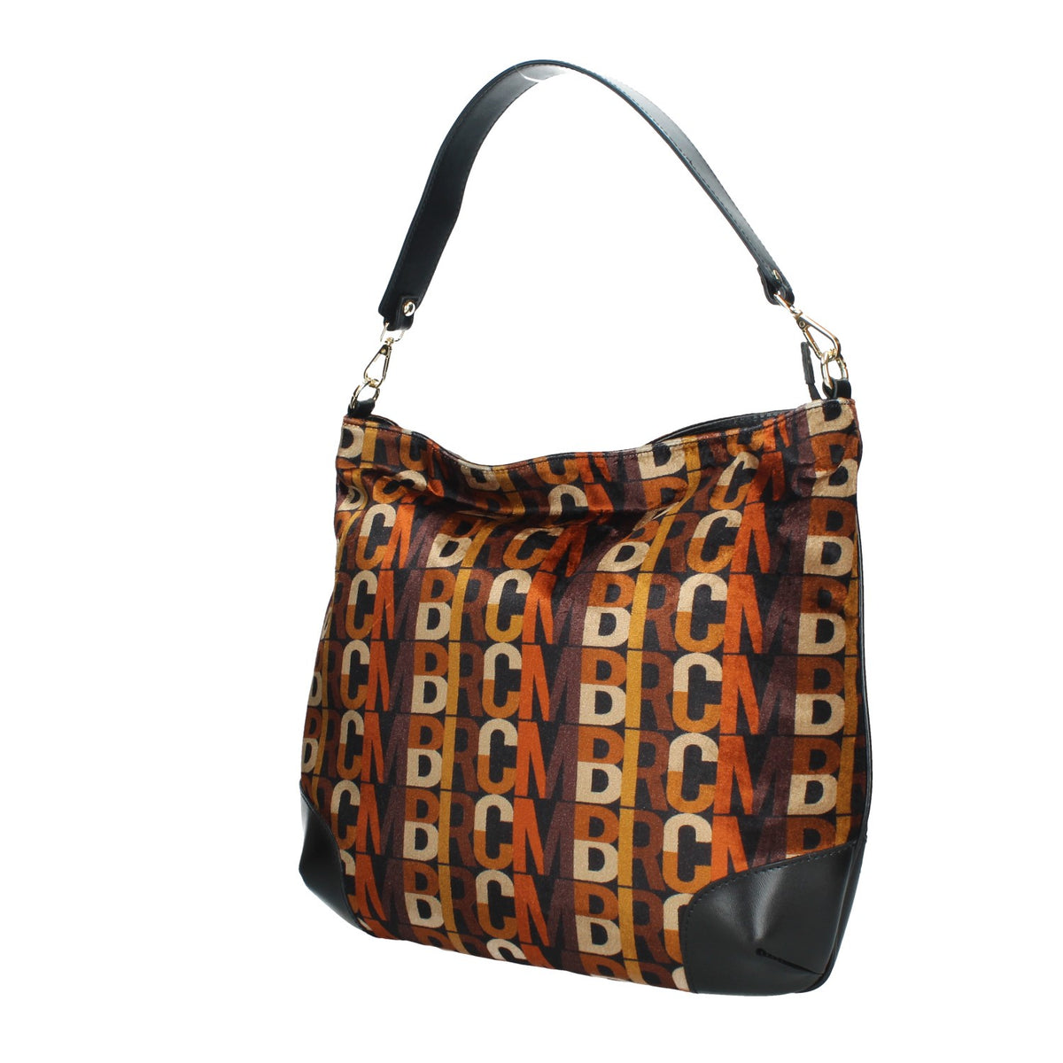 MASSIMO BRACCIALINI BORSA DONNA A SPALLA IN PELLE E VELLUTO STAMPATO