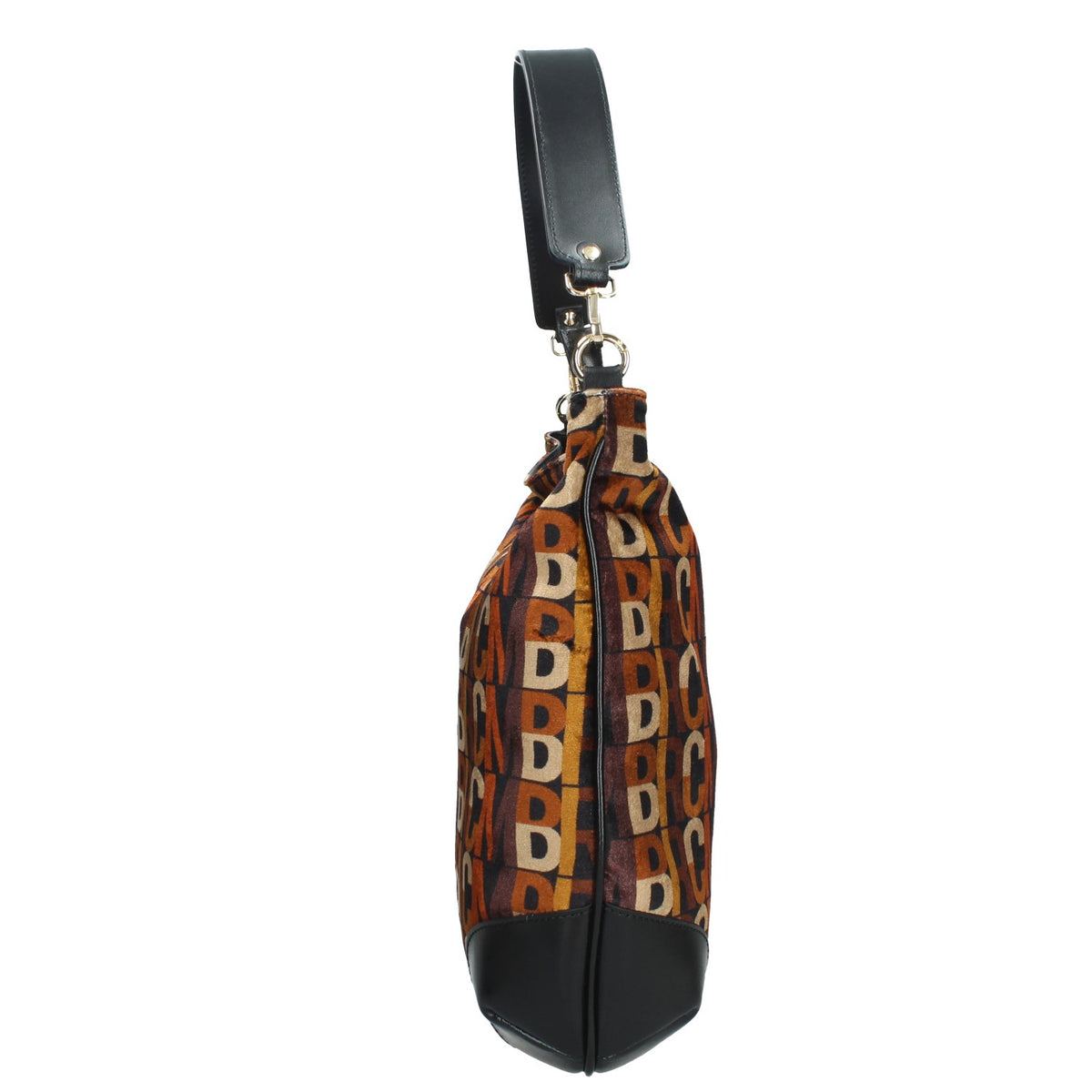 MASSIMO BRACCIALINI BORSA DONNA A SPALLA IN PELLE E VELLUTO STAMPATO