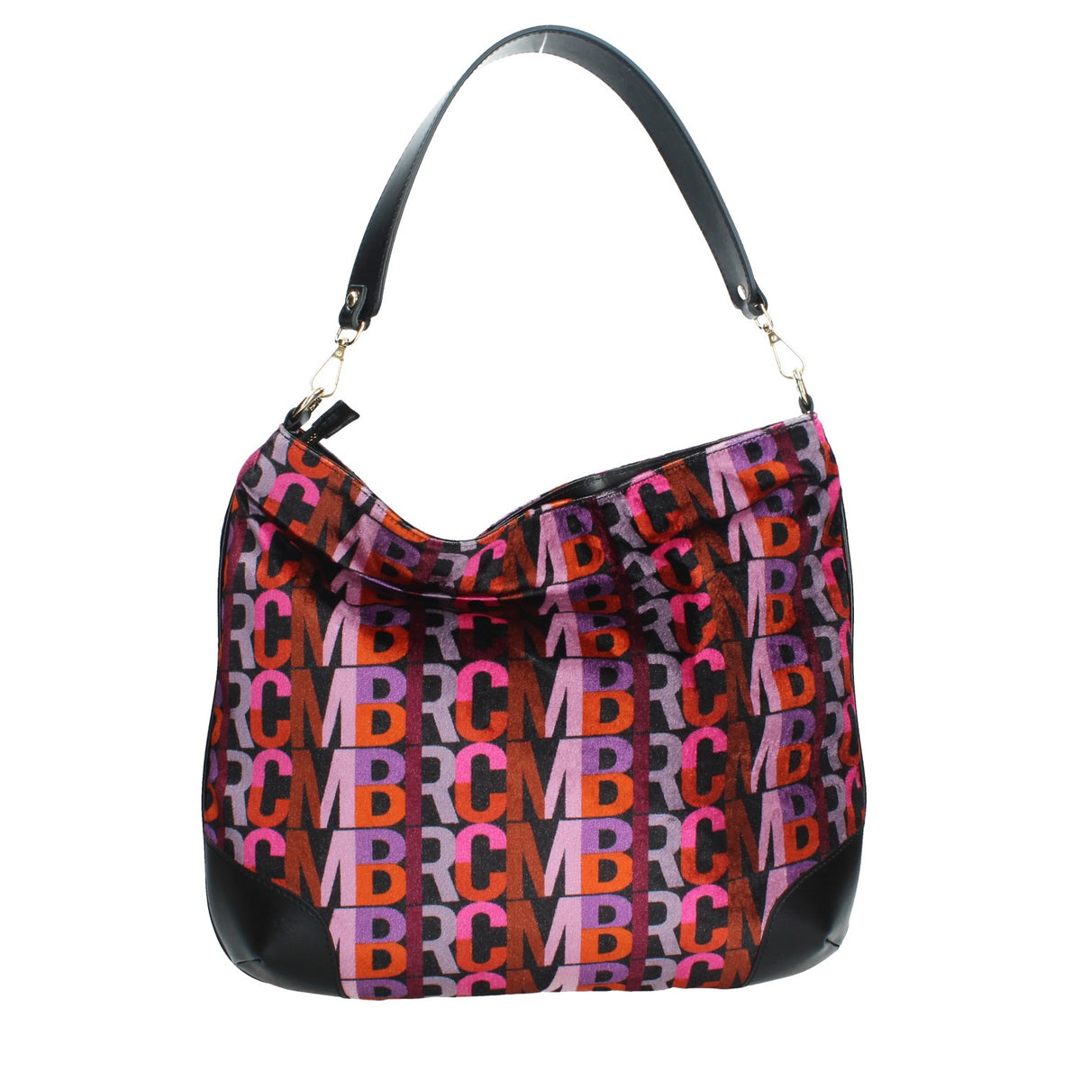 MASSIMO BRACCIALINI BORSA DONNA A SPALLA IN PELLE E VELLUTO STAMPATO