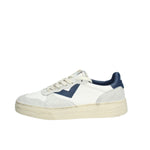 Sneakers 4B12 Uomo In Pelle Bianca E Dettagli Blu