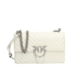 PINKO BORSA DONNA LOVE ONE CLASSIC DC NAPPA CHEVRON FINITURA ARGENTO