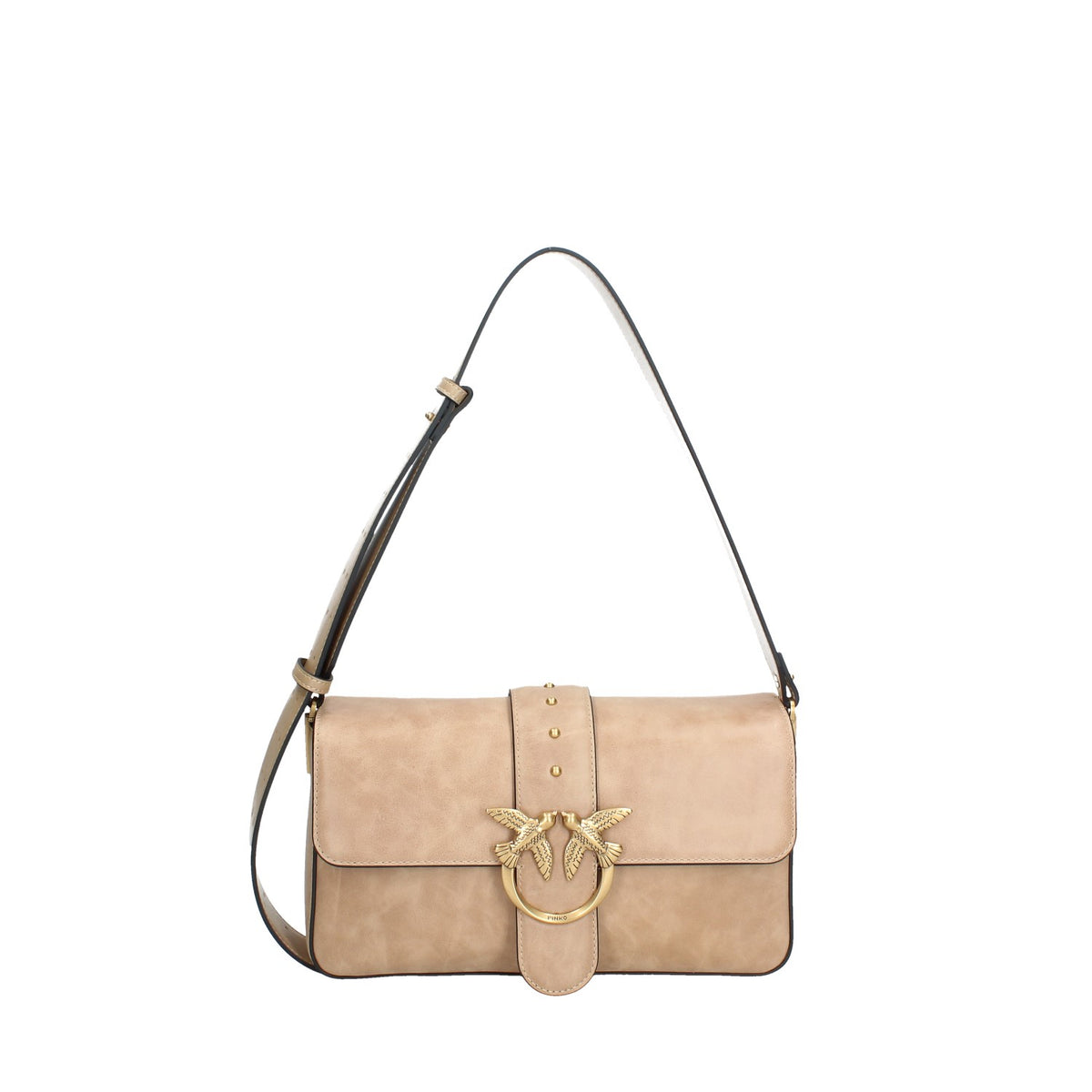 PINKO BORSA DONNA A SPALLA LOVE ONE CLASSIC SLOUCHY IN PELLE LAVATA