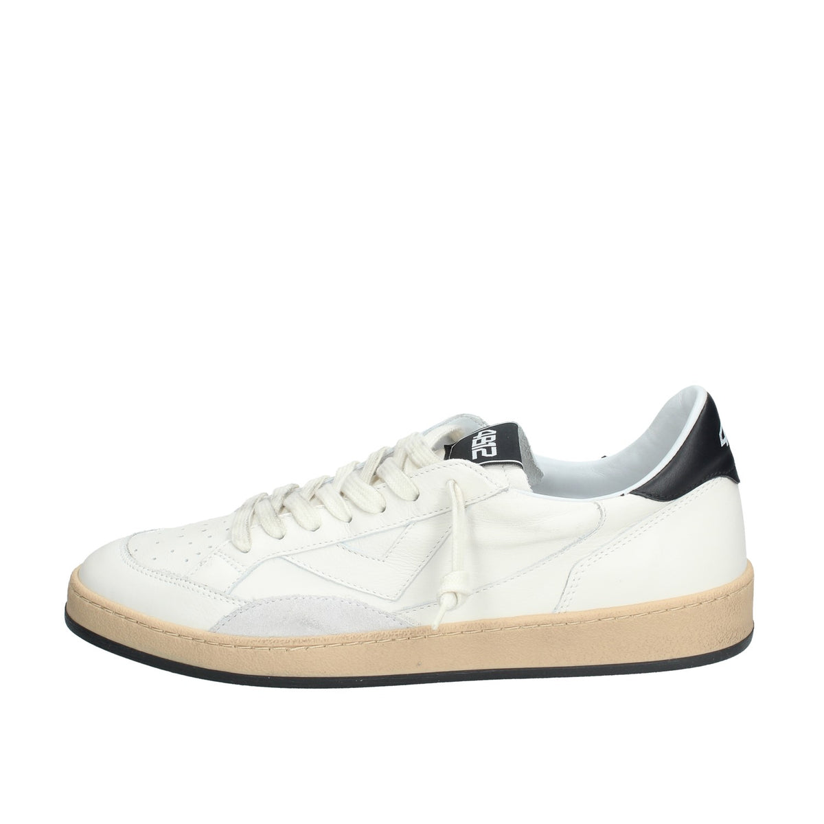 Sneakers 4B12 Uomo In Pelle Bianca Back Nero