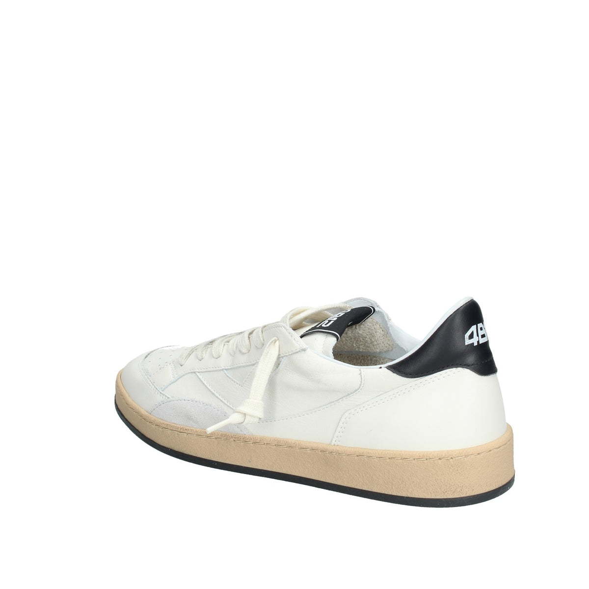 Sneakers 4B12 Uomo In Pelle Bianca Back Nero