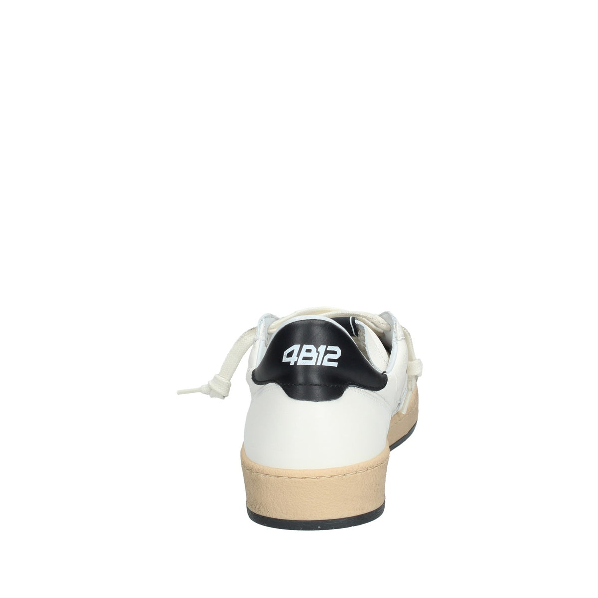 Sneakers 4B12 Uomo In Pelle Bianca Back Nero