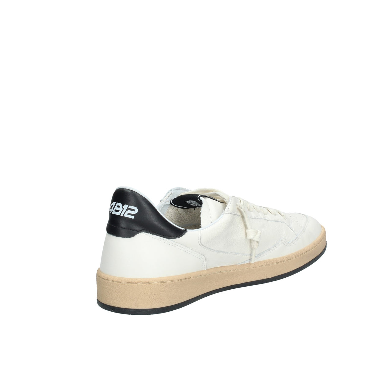Sneakers 4B12 Uomo In Pelle Bianca Back Nero