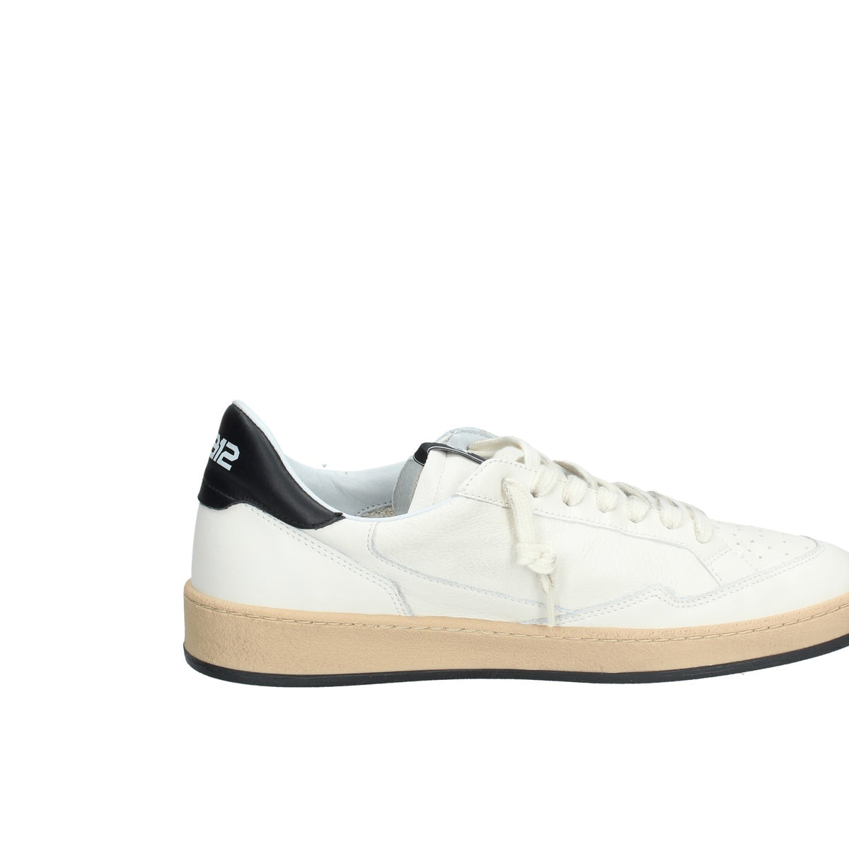 Sneakers 4B12 Uomo In Pelle Bianca Back Nero