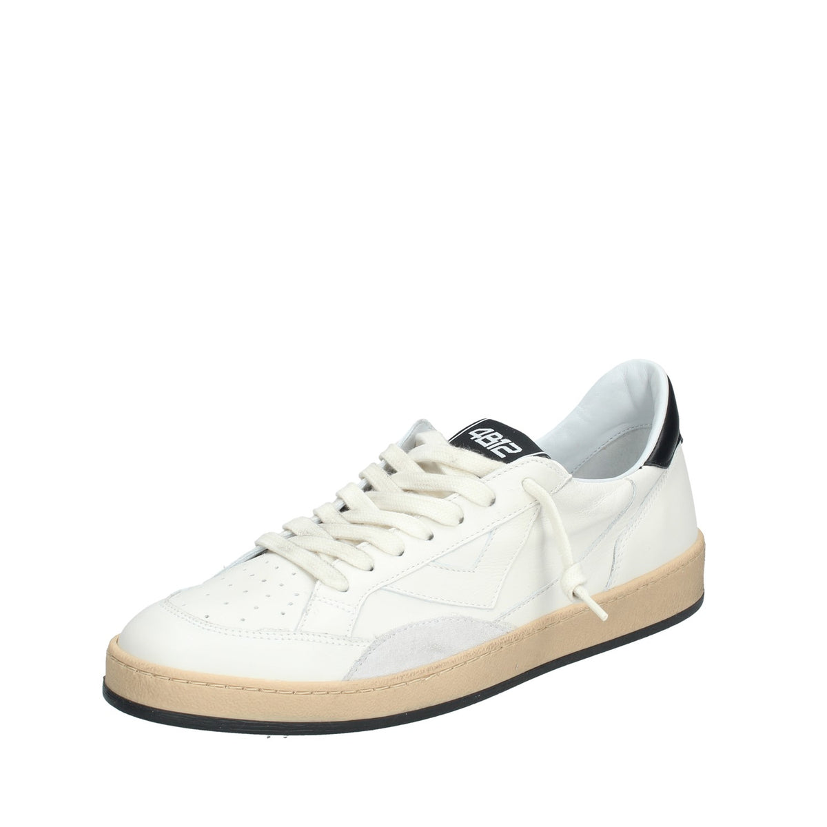Sneakers 4B12 Uomo In Pelle Bianca Back Nero