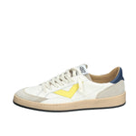 4B12 SNEAKERS UOMO IN PELLE BIANCA E LOGO GIALLO