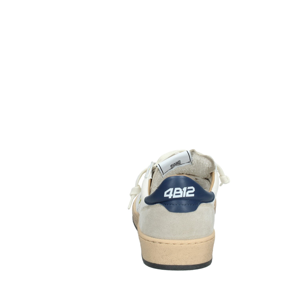4B12 SNEAKERS UOMO IN PELLE BIANCA E LOGO GIALLO