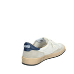 4B12 SNEAKERS UOMO IN PELLE BIANCA E LOGO GIALLO
