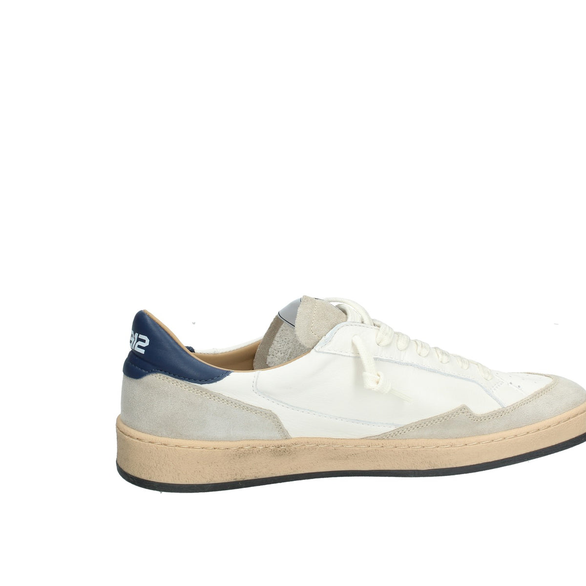 4B12 SNEAKERS UOMO IN PELLE BIANCA E LOGO GIALLO