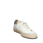 4B12 SNEAKERS UOMO IN PELLE BIANCA E LOGO GIALLO