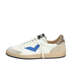 PLAYNEW-U1005Sneakers 4B12 Uomo In Pelle Bianca Con Dettaglio Blu