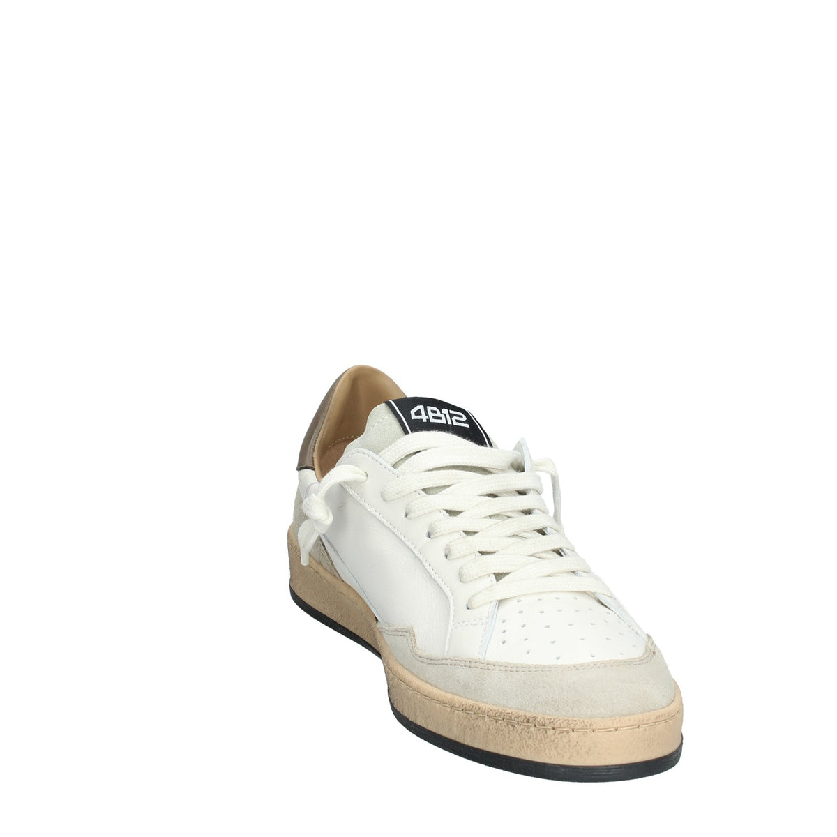PLAYNEW-U1005Sneakers 4B12 Uomo In Pelle Bianca Con Dettaglio Blu