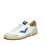 PLAYNEW-U1005Sneakers 4B12 Uomo In Pelle Bianca Con Dettaglio Blu