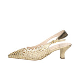 BIANCA D SLINGBACK IN PELLE INTRECCIATA