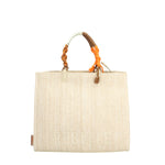 REBELLE BORSA PICCOLA A MANO CON TRACOLLA IN RAPHIA E PELLE POPPY SAFARI