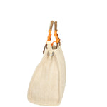 REBELLE BORSA PICCOLA A MANO CON TRACOLLA IN RAPHIA E PELLE POPPY SAFARI