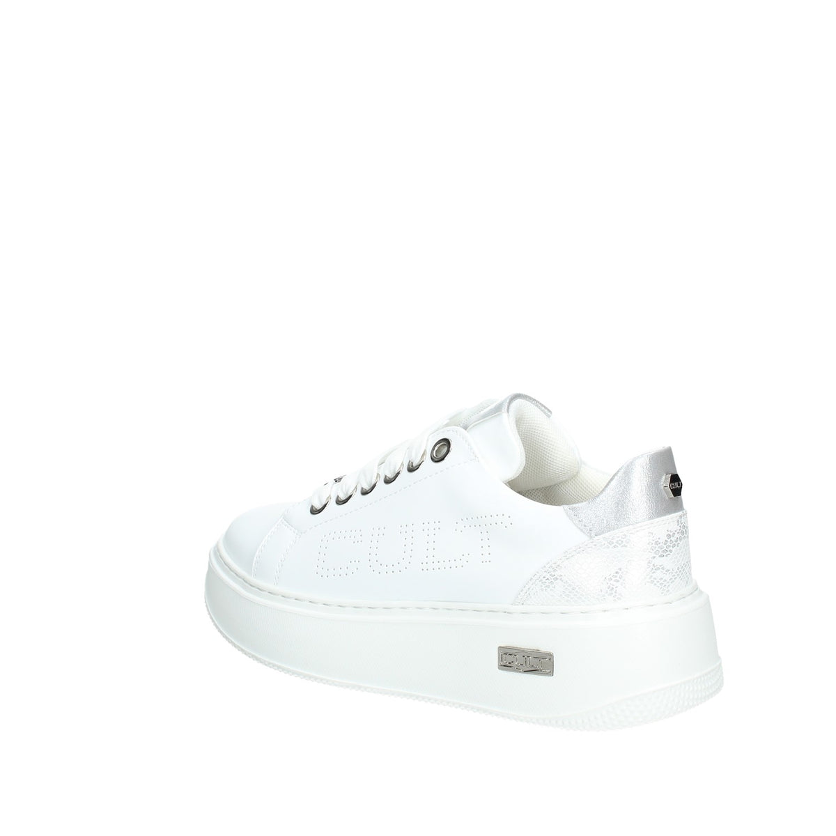 CULT YOUNG SNEAKERS DONNA IN ECOPELLEBIANCA CON TOP ARGENTO