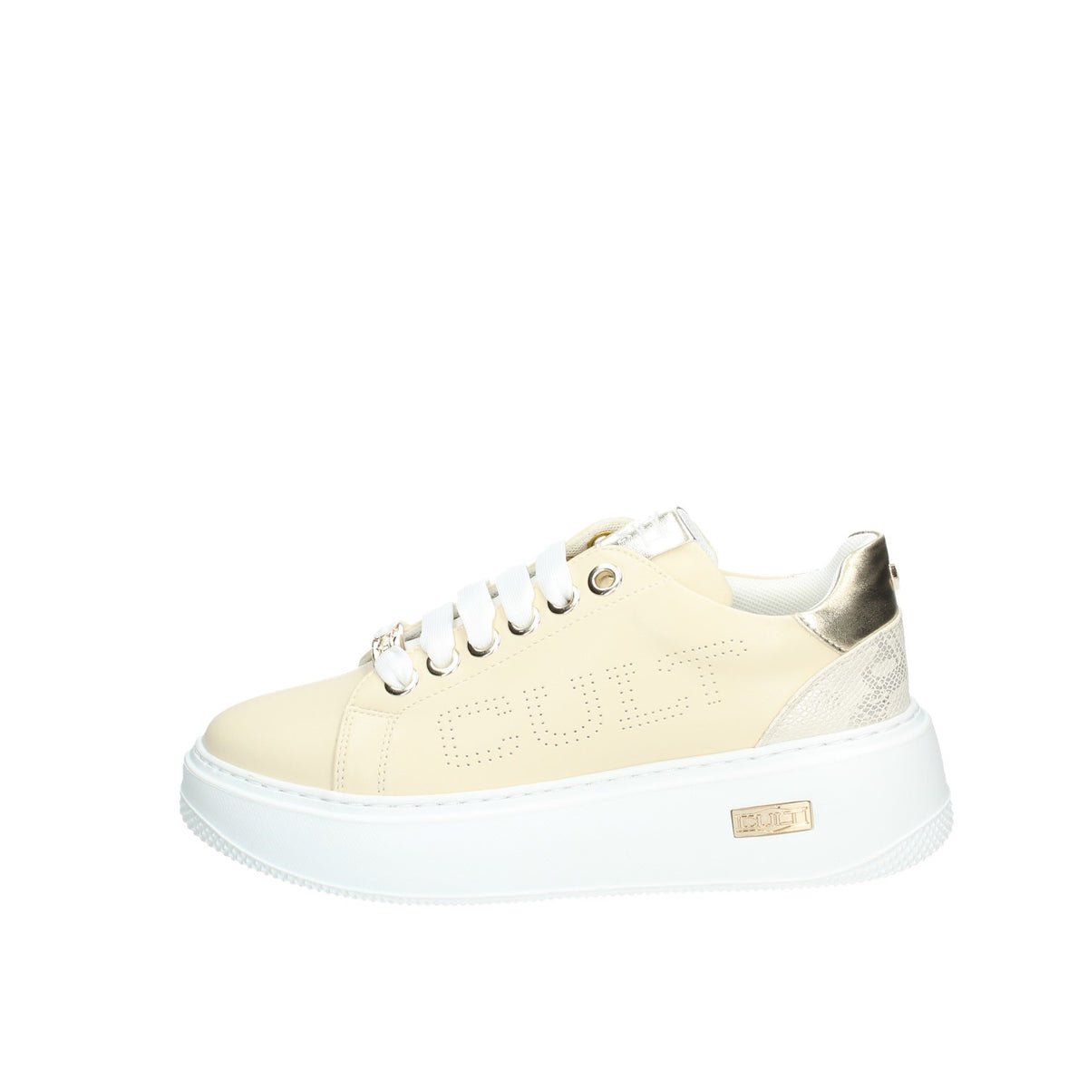 CULT YOUNG SNEAKERS DONNA IN ECOPELLE CREMA CON TOP ORO